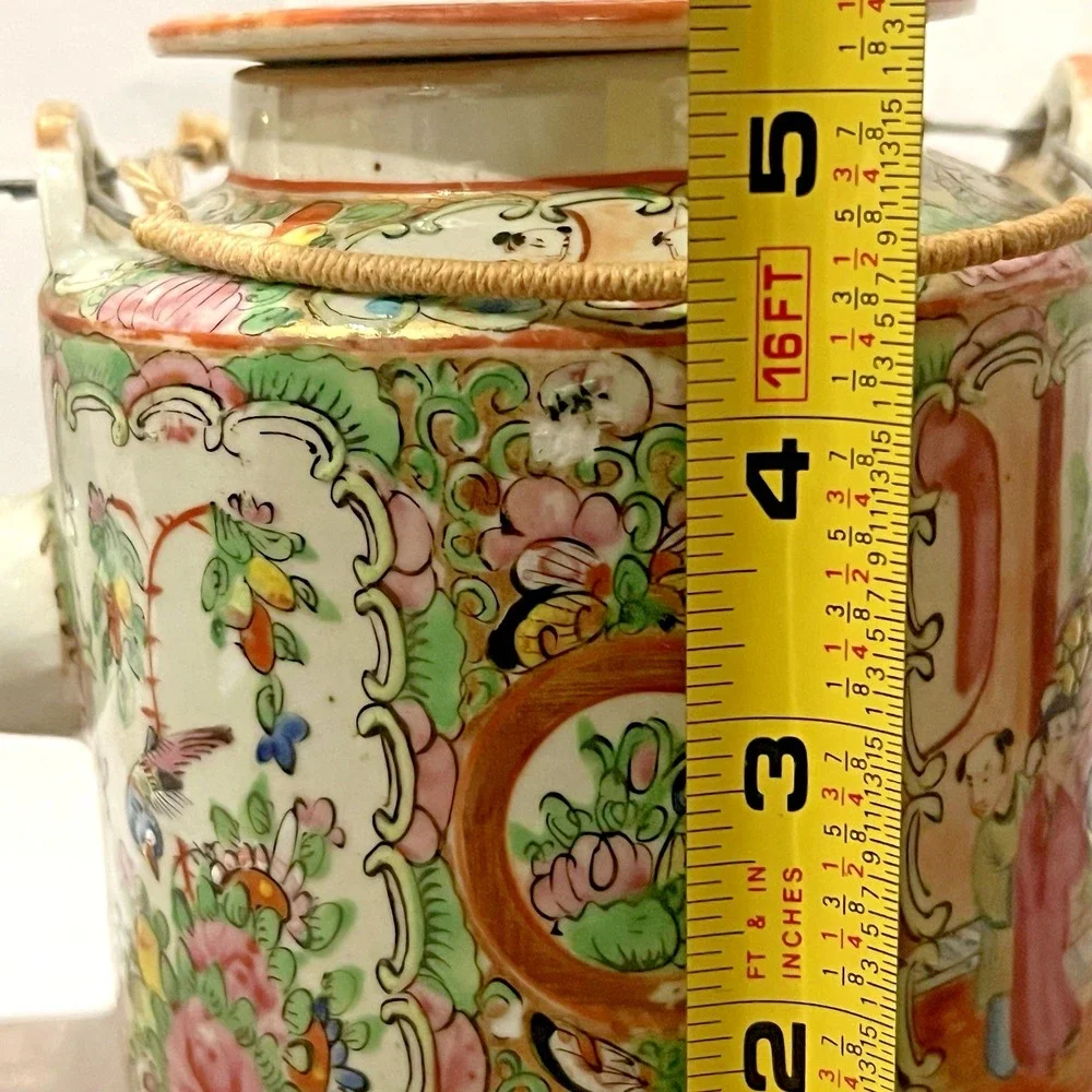 Antique Qing Rose Medallion Teapot Hand Painted Famille Rose 19thC‎ Chinese